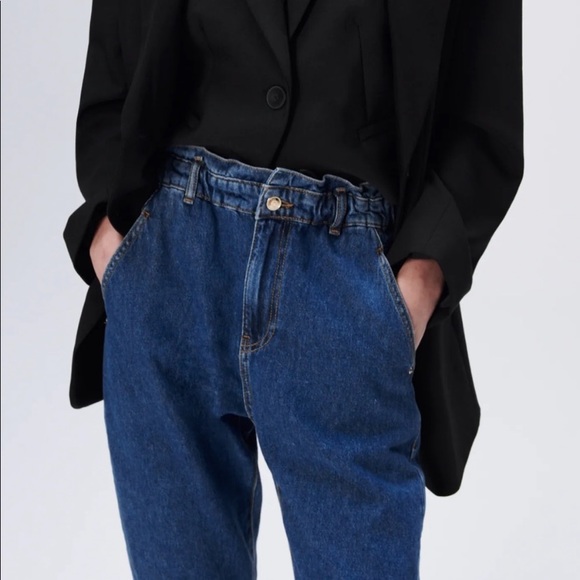 ZARA Oversized Baggy Paperbag Jeans - Picture 2 of 8